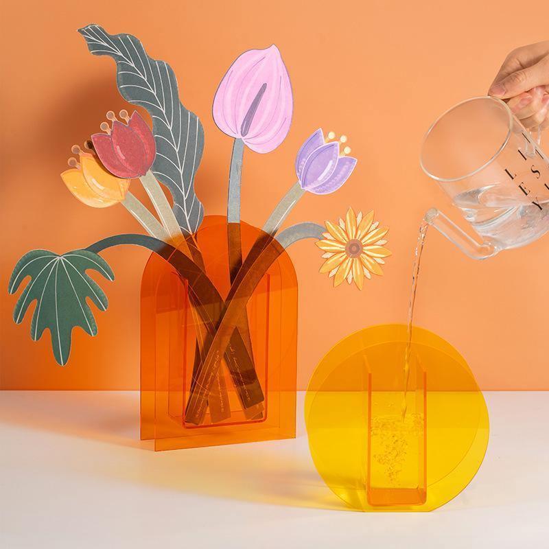 Garduru Bunte Acrylvase mit Geometrischem Design | Stilvolle Blumenvase | Modern & Zeitlos