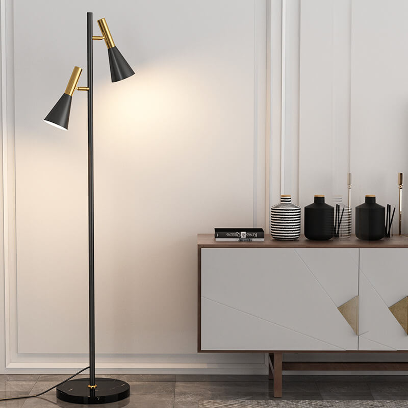 Garduru Nordic Design Stehlampe | Minimalistische Drehbare 2-Licht Lampe | Modernes Stehleuchten-Design