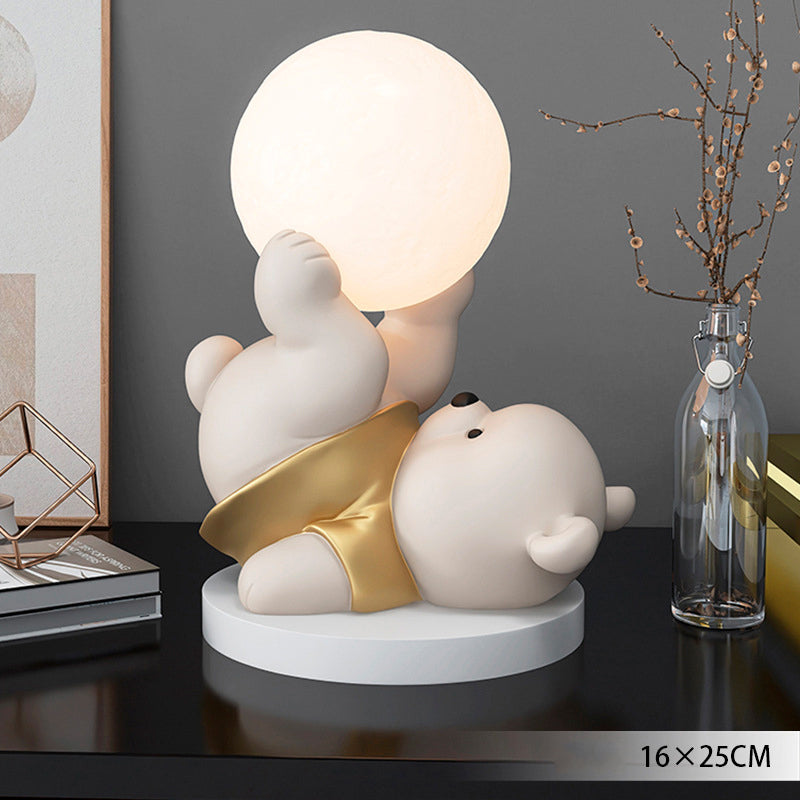 Tischlampe Teddybär mit Mond – Beruhigende Beleuchtung für Kinder und Dekoration