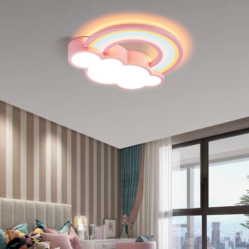 Garduru LED Deckenleuchte | Cartoon Regenbogen & Wolken Design | Kinderzimmer Beleuchtung | Dimmbar