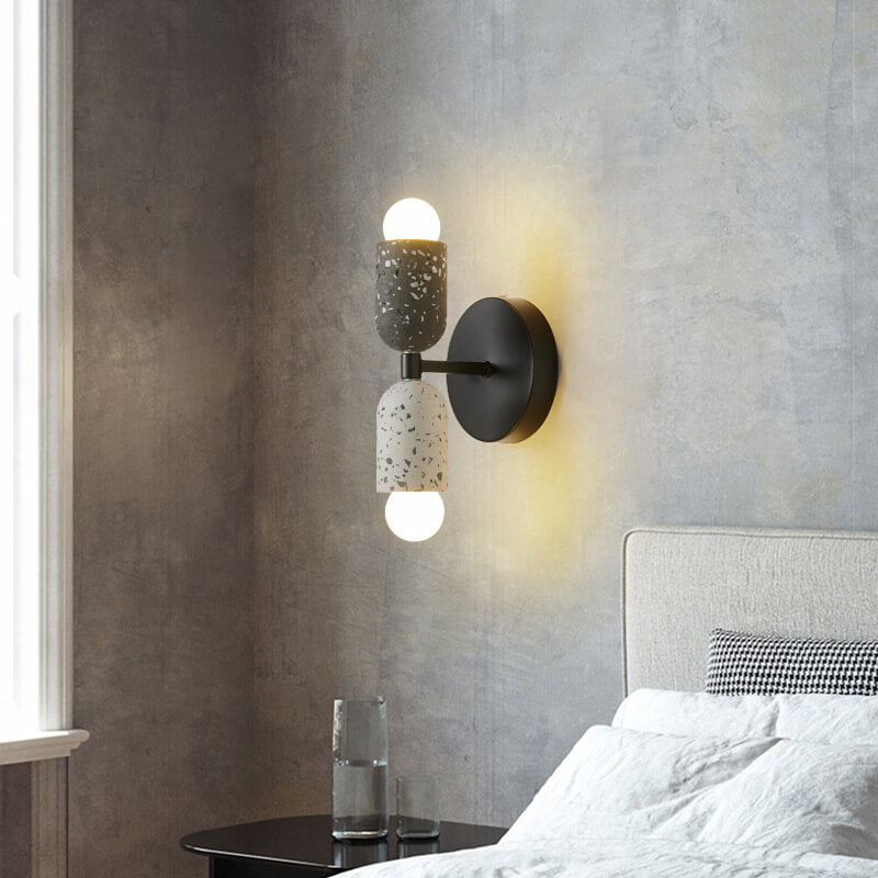 Garduru Japanisches Wabi-Sabi Design Wandleuchte | Eisen & Zement | 2-Licht Lampe | Perfekt für moderne Innenräume