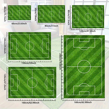 Fußballfeld Muster Teppich - rutschfester waschbarer Lounge-Matten für Wohnzimmer, Schlafzimmer, Garten oder Gaming-Zimmer