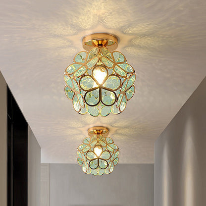 Glas-Deckenleuchte im Blumenstil - Elegante Lampe für den Eingangsbereich