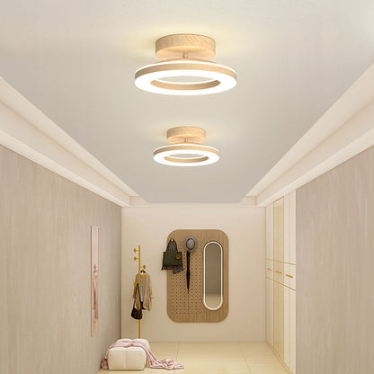 LED-Deckenleuchte mit modernem Holzfinish