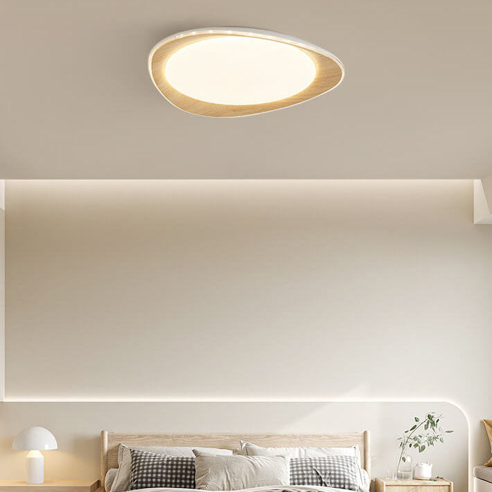 Garduru Minimalistische LED Deckenleuchte | Holzoptik | Flaches Design | Dimmbare Beleuchtung