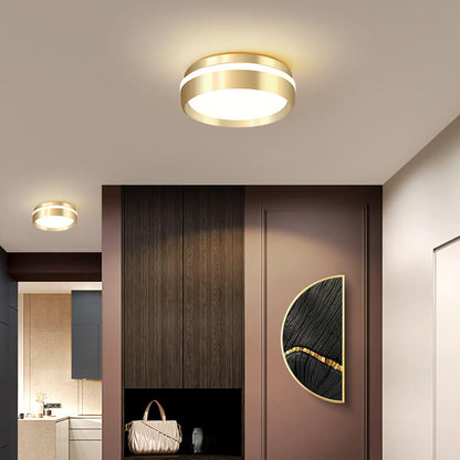 Garduru Nordische Runde LED-Deckenleuchte | Minimalistisches Design | Aluminium & Acryl | Gold-Finish