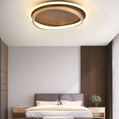 Deckenleuchte mit Walnuss-Finish und LED-Panel