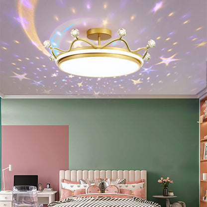 Garduru Kreative Kinder Krone Deckenleuchte | LED Semi-Flush | Gold & Pink Optionen | Infinitely Dimmbar | Perfekt für Kinderzimmer & Schlafzimmer