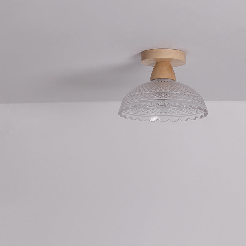 Garduru Japanese Minimalist 1-Licht Semi-Flush Mount Deckenleuchte | Holz & Glas | Stimmungslicht | Deko für Zuhause