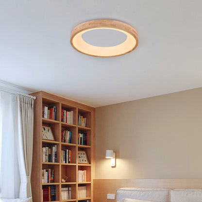 Garduru Holz LED Deckenleuchte | Minimalistisches Runddesign | Warmes Licht | Energiesparend