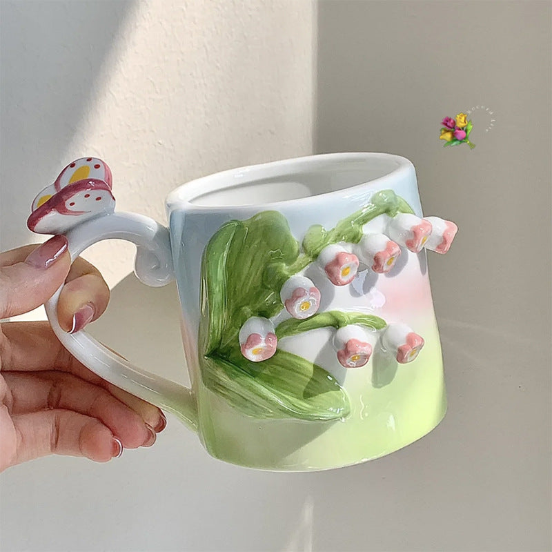 Garduru 3D Floral Handgemalte Tasse