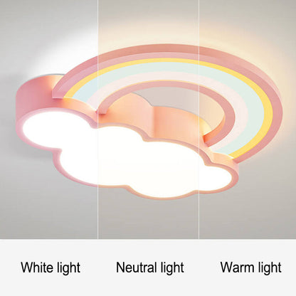 Garduru LED Deckenleuchte | Cartoon Regenbogen & Wolken Design | Kinderzimmer Beleuchtung | Dimmbar