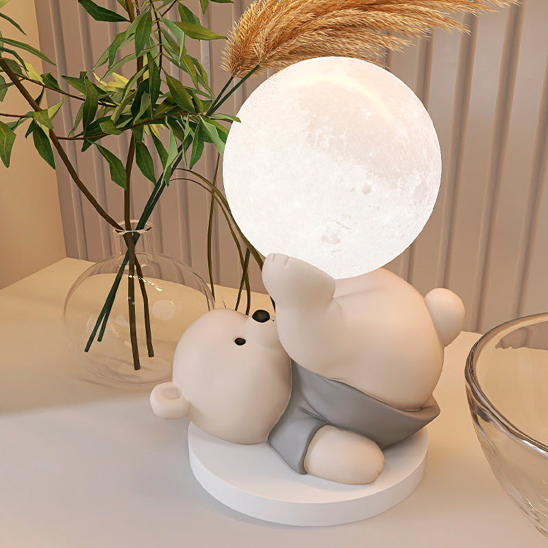 Tischlampe Teddybär mit Mond – Beruhigende Beleuchtung für Kinder und Dekoration