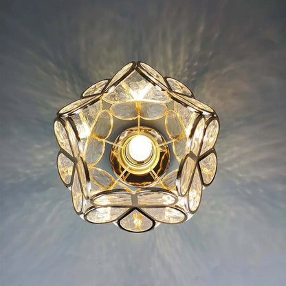 Elegante Glaskronleuchte mit Blumendesign – Warmes Glühen Deckenleuchte Flush Mount