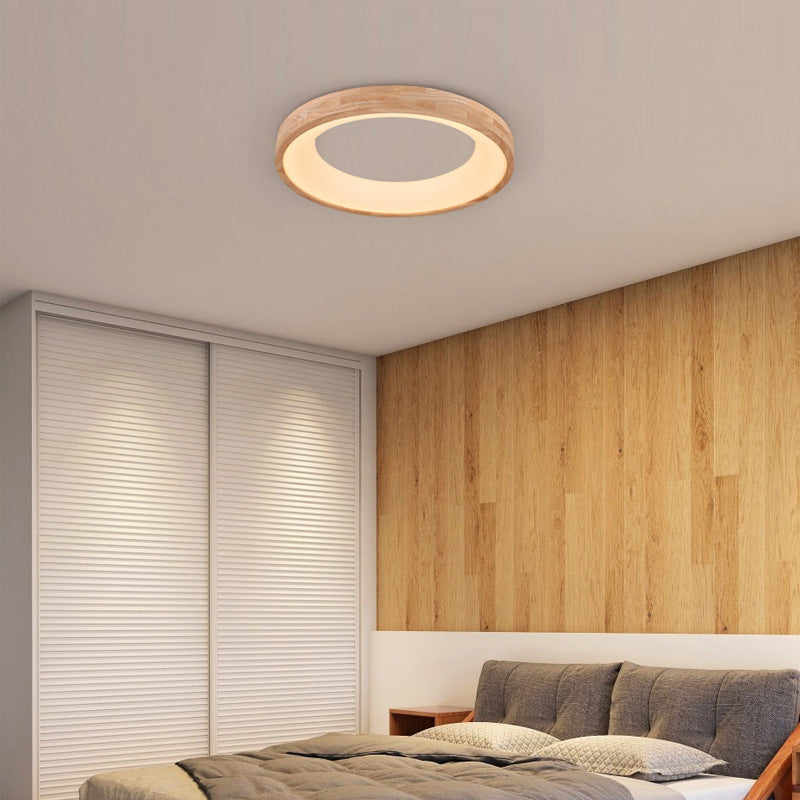 Garduru Holz LED Deckenleuchte | Minimalistisches Runddesign | Warmes Licht | Energiesparend