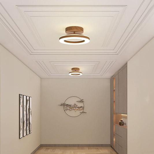 LED-Deckenleuchte mit modernem Holzfinish