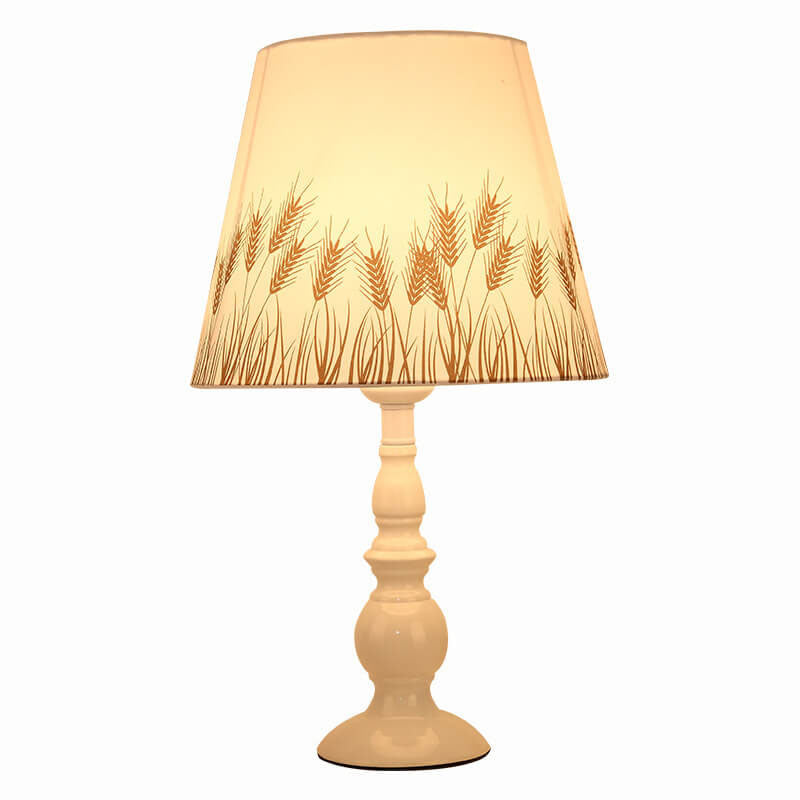 Garduru Exklusive Tischlampe mit Stoffschirm | Blumenmotiv | Vase-Design | LED-Dimmfunktion | Elegante Beleuchtung für Zuhause