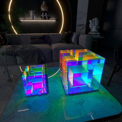 Garduru RGB LED Tischlampe | Modernes Design | Rubik’s Cube Optik | Farbwechsel | Deko-Licht