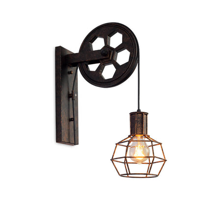 Garduru Vintage Industrielle Wandlampe | Mit Seilzug | 1-flammig | Retro Design