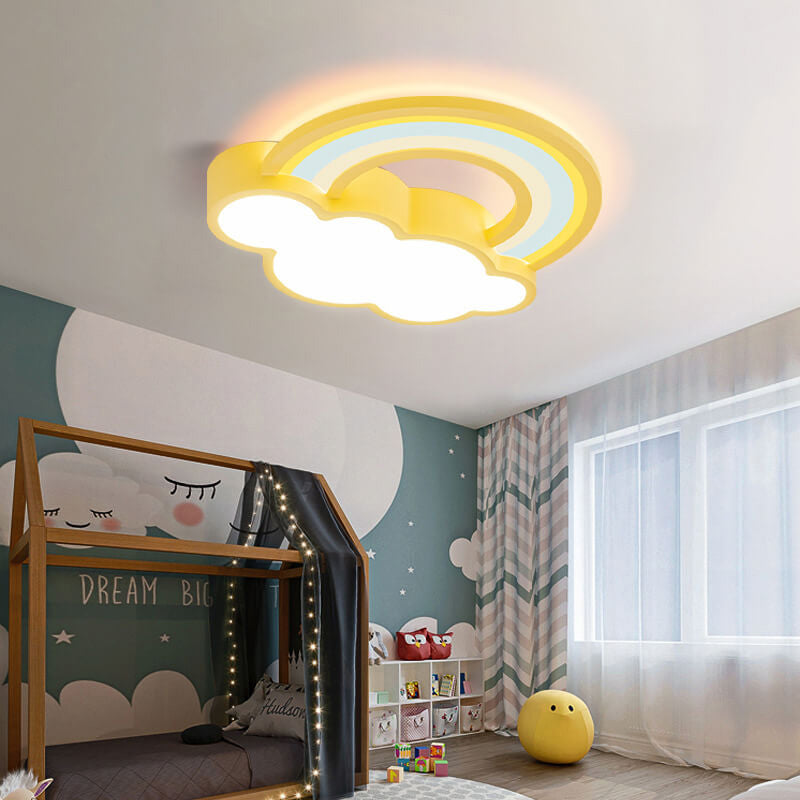 Garduru LED Deckenleuchte | Cartoon Regenbogen & Wolken Design | Kinderzimmer Beleuchtung | Dimmbar