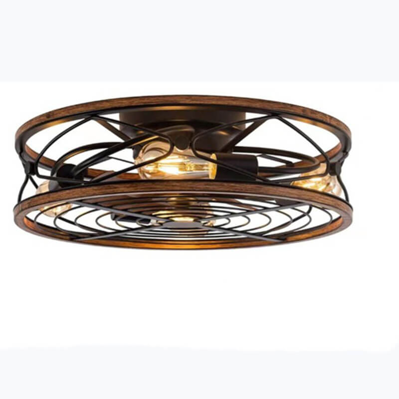 Garduru Nordic Industrial Deckenleuchte mit Unsichtbarem Ventilator | Wrought Iron Design | 4-Licht | Kleine & Große Größen | Flush Mount