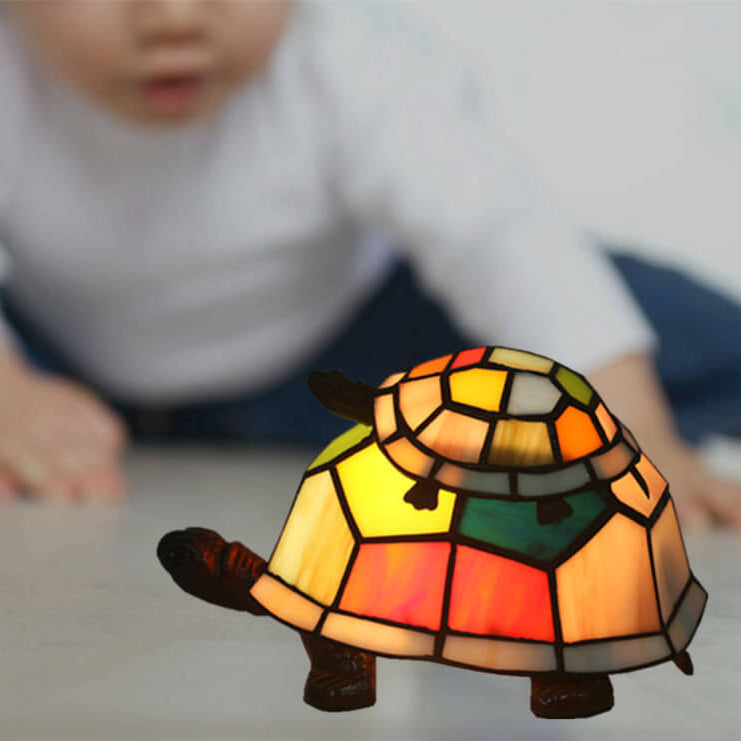 Garduru Tiffany-Stil Schildkrötenlampe | Handgefertigte Glas-Tischleuchte | Stimmungslicht | Nachtlicht | Dekoratives Wohnaccessoire