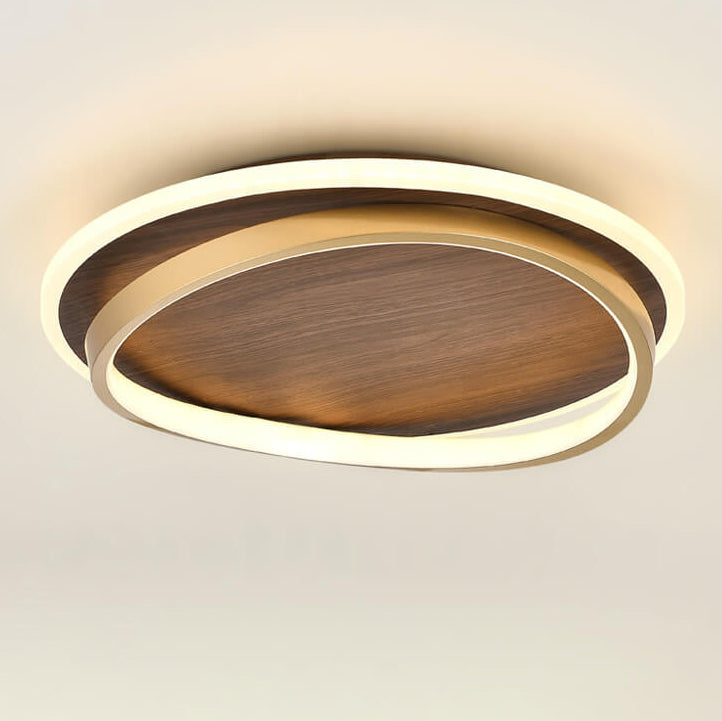 Deckenleuchte mit Walnuss-Finish und LED-Panel