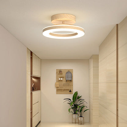 LED-Deckenleuchte mit modernem Holzfinish