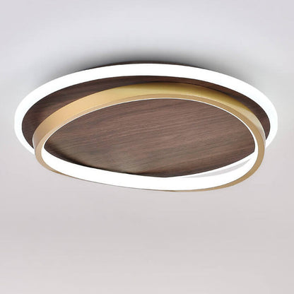 Deckenleuchte mit Walnuss-Finish und LED-Panel