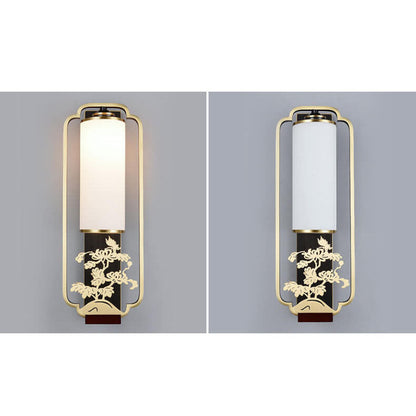 Garduru Moderne Wandlampe | Kupfer & Glas | Chinesisches Design | Säulenring-Licht