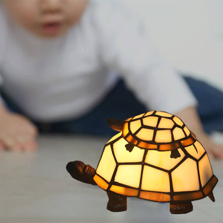 Garduru Tiffany-Stil Schildkrötenlampe | Handgefertigte Glas-Tischleuchte | Stimmungslicht | Nachtlicht | Dekoratives Wohnaccessoire