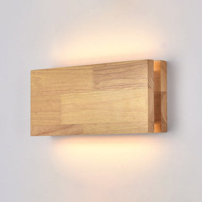 Garduru Japanische Wabi-Sabi Holz-LED Wandlampe | Rechteckig oder Quadratisch | Warmes Ambiente