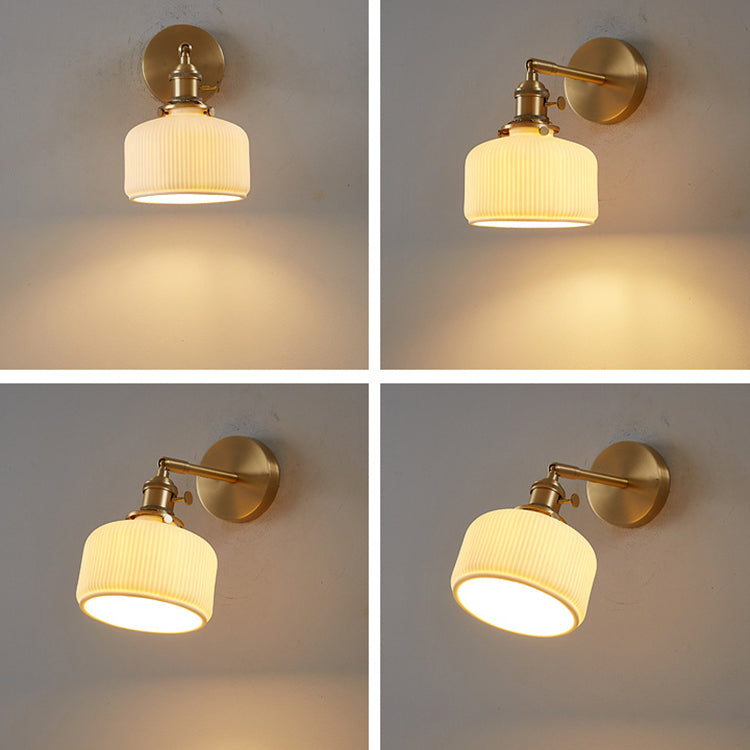 Garduru Moderne Wandlampe | Minimalistische Keramik-Wandleuchte | Streifendesign | Ambientebeleuchtung