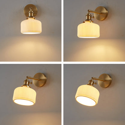 Garduru Moderne Wandlampe | Minimalistische Keramik-Wandleuchte | Streifendesign | Ambientebeleuchtung