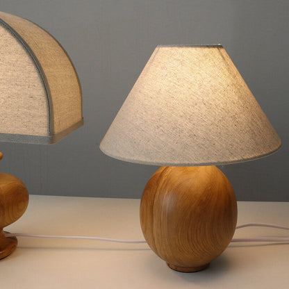 Garduru Japanische Vintage Tischlampe | Massivholz & Stoffschirm | Wabi-Sabi Design | 1-flammig | Deko für Zuhause