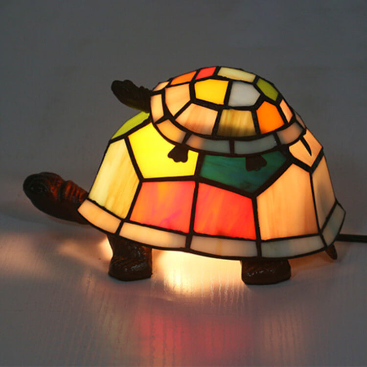 Garduru Tiffany-Stil Schildkrötenlampe | Handgefertigte Glas-Tischleuchte | Stimmungslicht | Nachtlicht | Dekoratives Wohnaccessoire