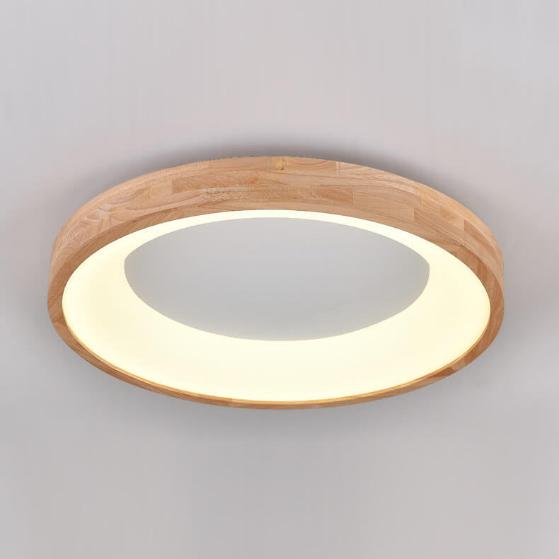 Garduru Holz LED Deckenleuchte | Minimalistisches Runddesign | Warmes Licht | Energiesparend