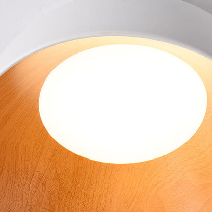 Garduru Minimalist LED Deckenleuchte | Holzschale | Eisen | Flach- & Schrägdesign | Warmes & Weißes Licht | Modern & Stilvoll