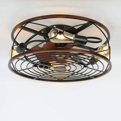 Garduru Nordic Industrial Deckenleuchte mit Unsichtbarem Ventilator | Wrought Iron Design | 4-Licht | Kleine & Große Größen | Flush Mount