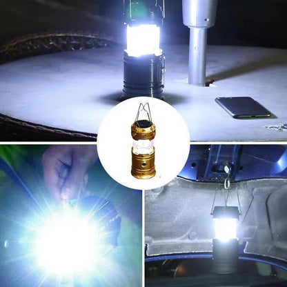 Solar Campinglampe mit USB-Aufladung – Tragbare LED-Laterne für Outdoor-Aktivitäten und Notfälle