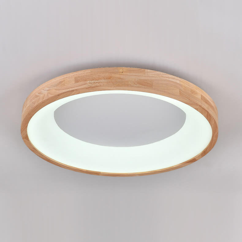 Garduru Holz LED Deckenleuchte | Minimalistisches Runddesign | Warmes Licht | Energiesparend