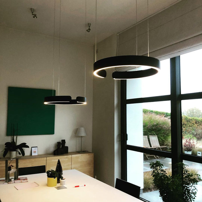 Garduru | Edge Modern Circle LED-Hängelampe aus schwarzem/weißem/goldenem Metall für Schlafzimmer/Esszimmer/Wohnzimmer