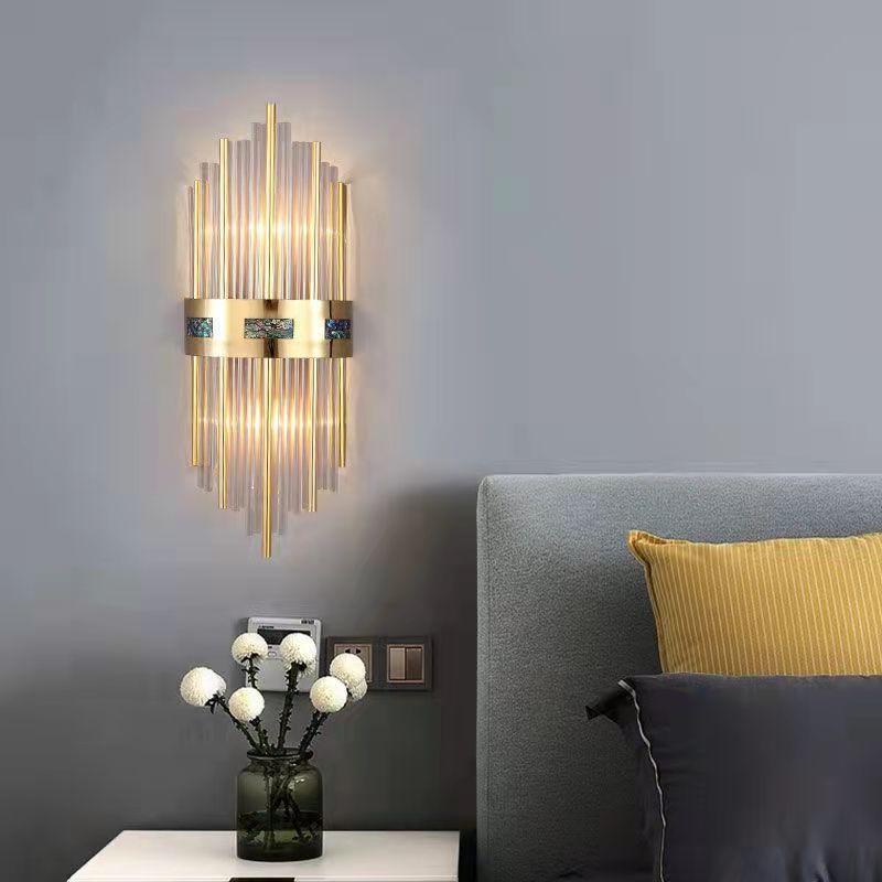 Kristall-Kristall-LED-Wandleuchte Gold, Wohnzimmer/Schlafzimmer, Metall/Acryl