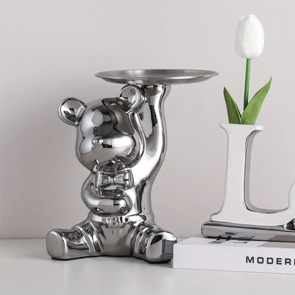 ShineBear – Luxuriöser dekorativer Skulpturenhalter mit glänzender Keramikoberfläche