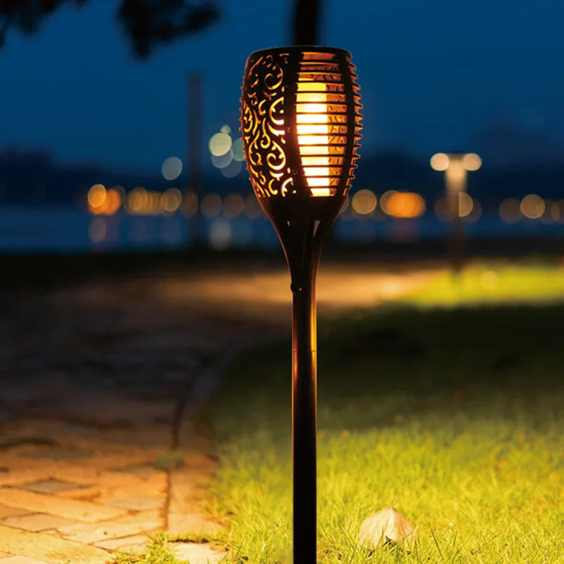 Garduru LED Gartenfackel | Solarbetriebene Flammenlampe für Außenbereich | Wetterfeste Dekoration für Garten & Terrasse