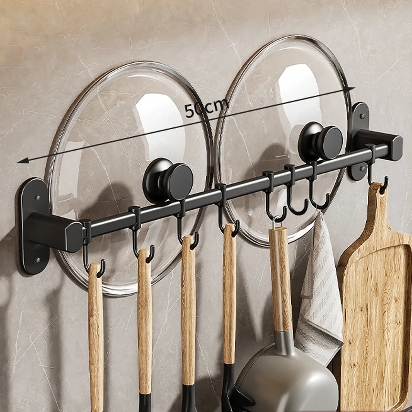 OrganizeEase – Funktioneller Küchenregal mit stilvollem Stauraum für Topfdeckel und Spatel