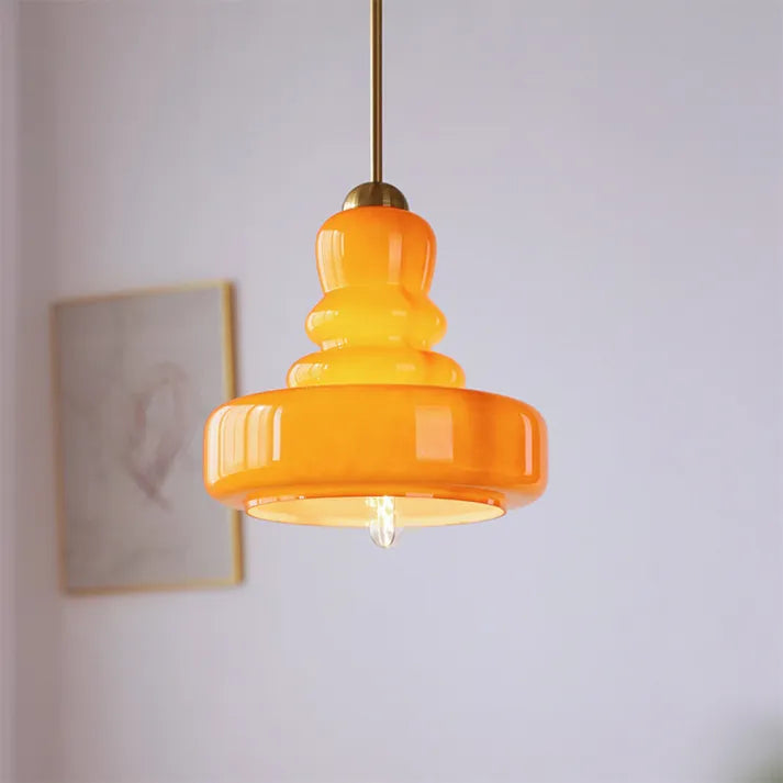 Garduru Bauhaus Glas Pendelleuchte | Elegantes Kürbis-Design | Dimmbares Licht | Moderne Deckenleuchte