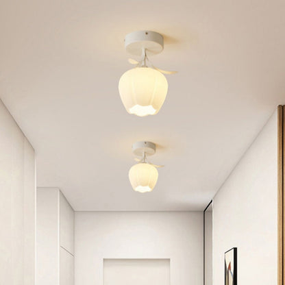 Deckenleuchte mit floralem Glas-Schirm-Design