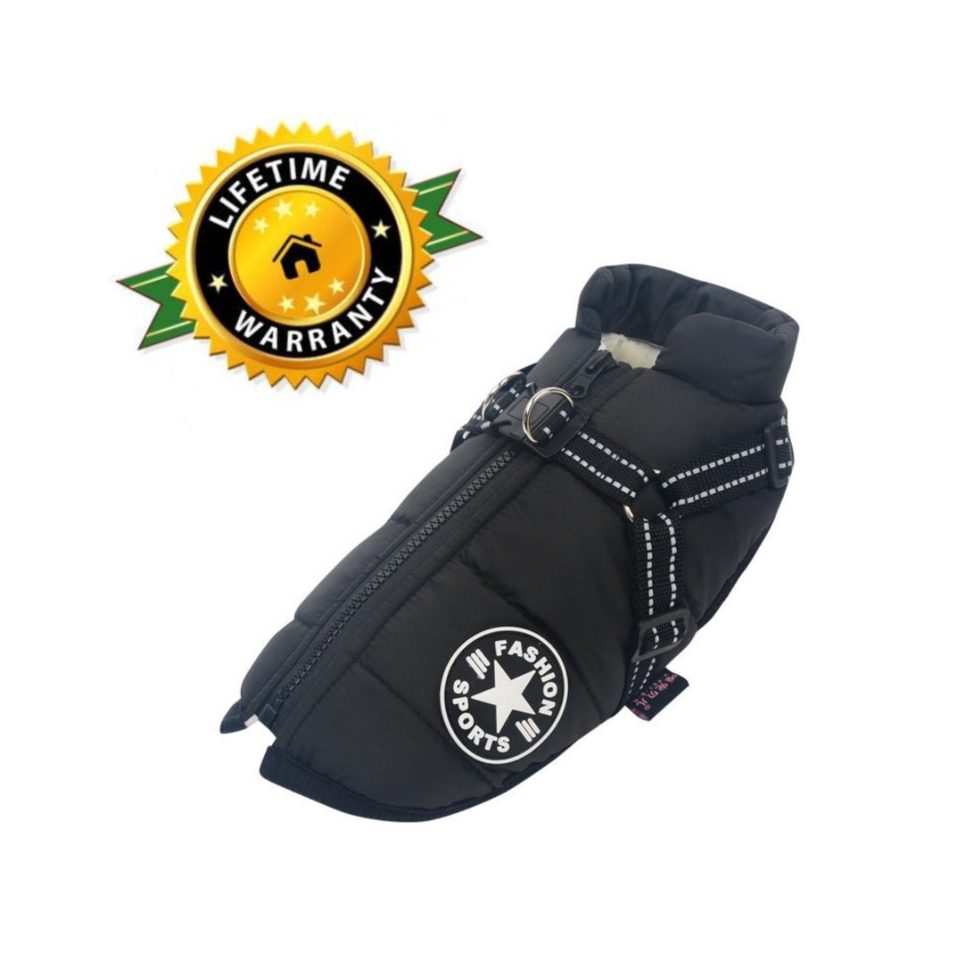 WoofGuard™ - Wasserdichte Winterjacke mit integriertem Gurtzeug