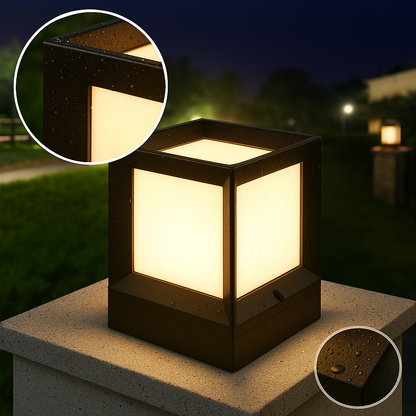 Außenpostenleuchte mit modernem schwarzem Rahmen